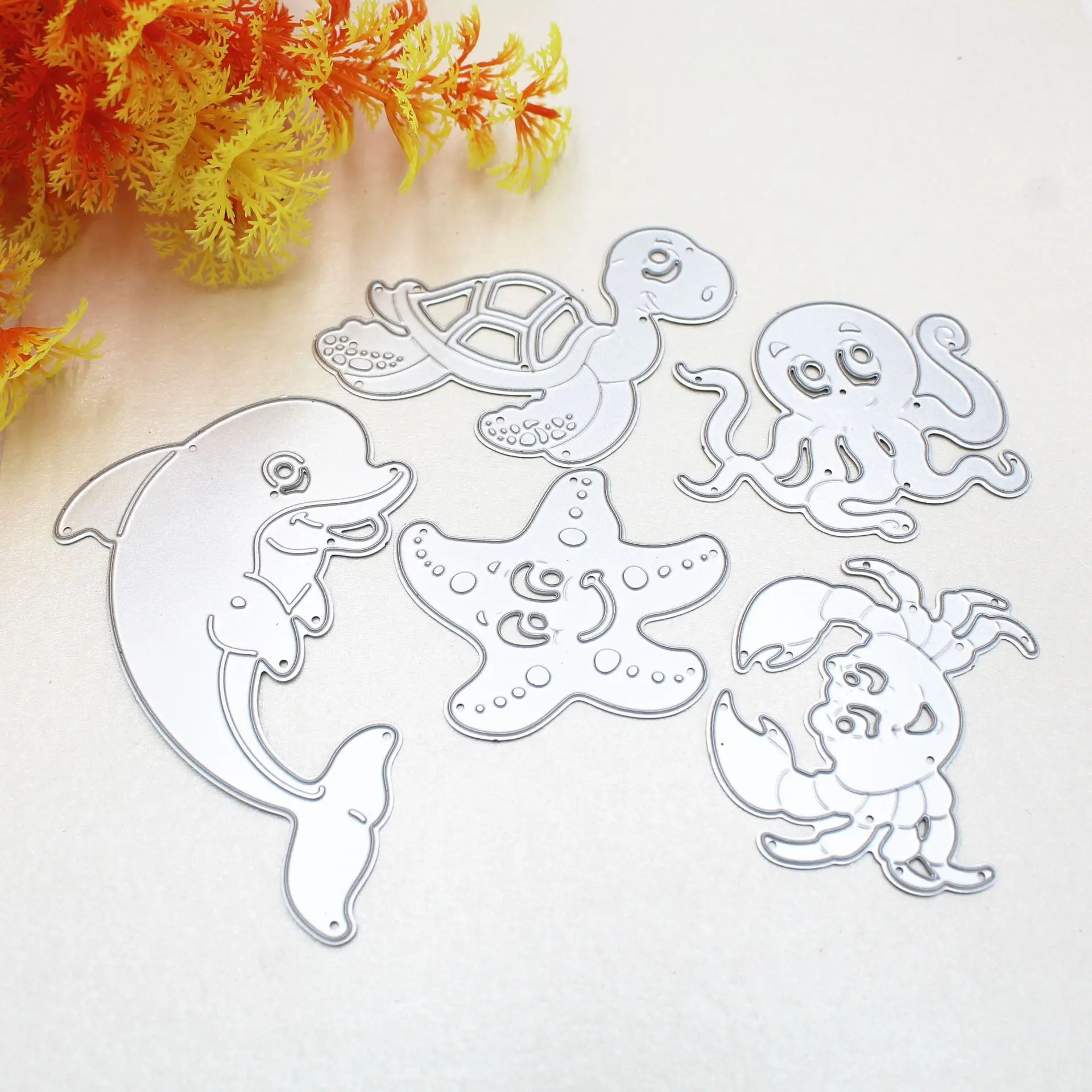 5Pcs Dolphin Octopus Starfish Set Animal Shapes Metal Cutting Dies Stencils for Photo Album Decorative Embossing DIY Paper Cards
5Pcs Dolphin Octopus Starfish Set Animal Shapes Metal Cutting Dies Stencils for Photo Album Decorative Embossing DIY Paper Cards