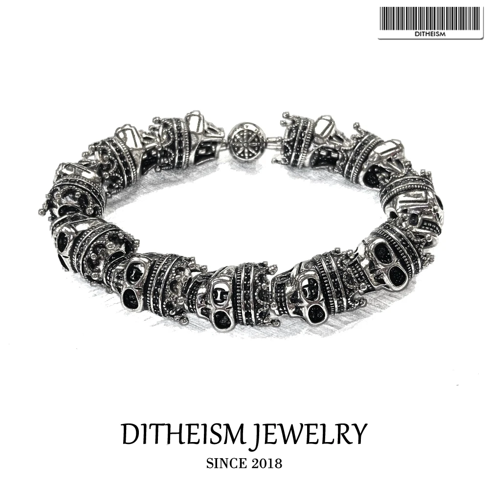 Link Chain Bracelets Karma King Skulls with 925 Sterling Silver Chain,2019 Fashion Jewelry Vintage Gift for Women Girls
Link Chain Bracelets Karma King Skulls with 925 Sterling Silver Chain,2019 Fashion Jewelry Vintage Gift for Women Girls