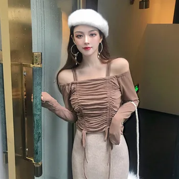 Woman Autumn Clothing 2019 New Pattern Temperament Long Sleeve Strapless Camisole Upper Garment T Shirt
Woman Autumn Clothing 2019 New Pattern Temperament Long Sleeve Strapless Camisole Upper Garment T Shirt