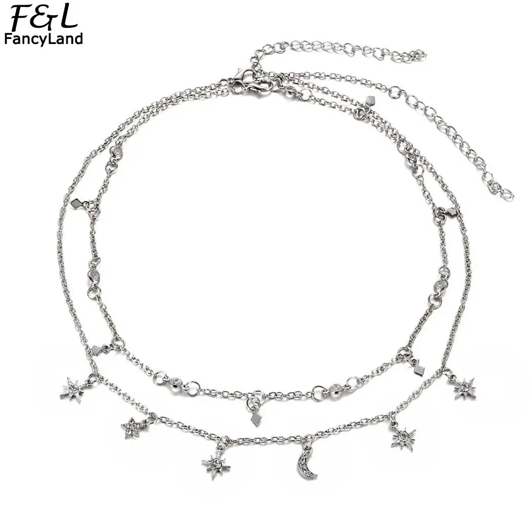 Women Fashion Star Moon Multilayer Pendant Clavicular Star, Chain Necklace Casual, Party Necklaces Link
Women Fashion Star Moon Multilayer Pendant Clavicular Star, Chain Necklace Casual, Party Necklaces Link