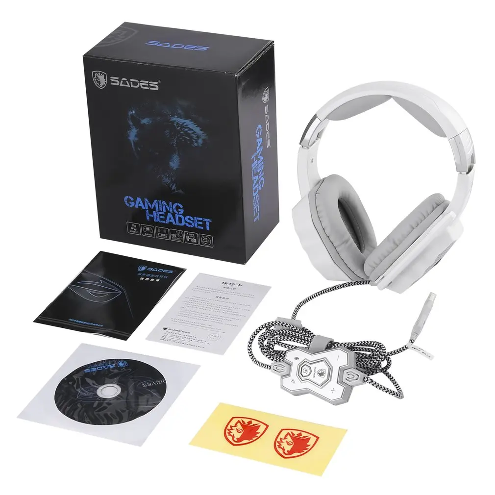 White USB PC Gaming Headsets with Microphone Noise-Canceling Breathing LED 6 Color 7.1 Surround Sound Stereo for SADES A70
White USB PC Gaming Headsets with Microphone Noise-Canceling Breathing LED 6 Color 7.1 Surround Sound Stereo for SADES A70