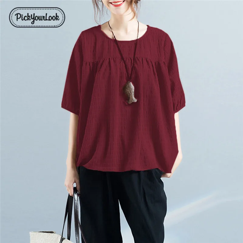 Pickyourlook Plus Size Linen Blouses For Ladies Summer Autumn Half Sleeve Solid Women Tops And Blouses Casual Large Lady Blusas
Pickyourlook Plus Size Linen Blouses For Ladies Summer Autumn Half Sleeve Solid Women Tops And Blouses Casual Large Lady Blusas