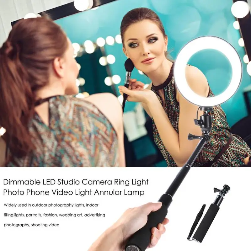 Hot Dimmable 64LED Studio Camera Ring Light 5500K Photo Phone Video Light Annular Lamp with Tripods Selfie Stick Ring Fill Light
Hot Dimmable 64LED Studio Camera Ring Light 5500K Photo Phone Video Light Annular Lamp with Tripods Selfie Stick Ring Fill Light