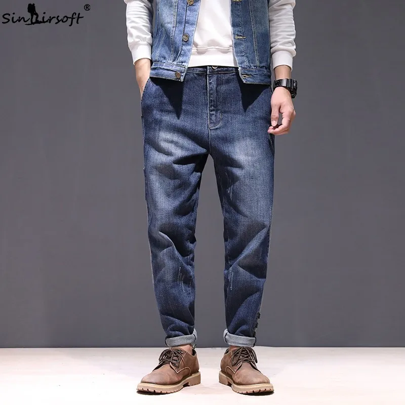 Light Washing Casual Ankle-Length Jeans Trousers Men Soild Side Stripe Patchwork Denim Pencil Pants Male Summer Fashion 28-42
Light Washing Casual Ankle-Length Jeans Trousers Men Soild Side Stripe Patchwork Denim Pencil Pants Male Summer Fashion 28-42