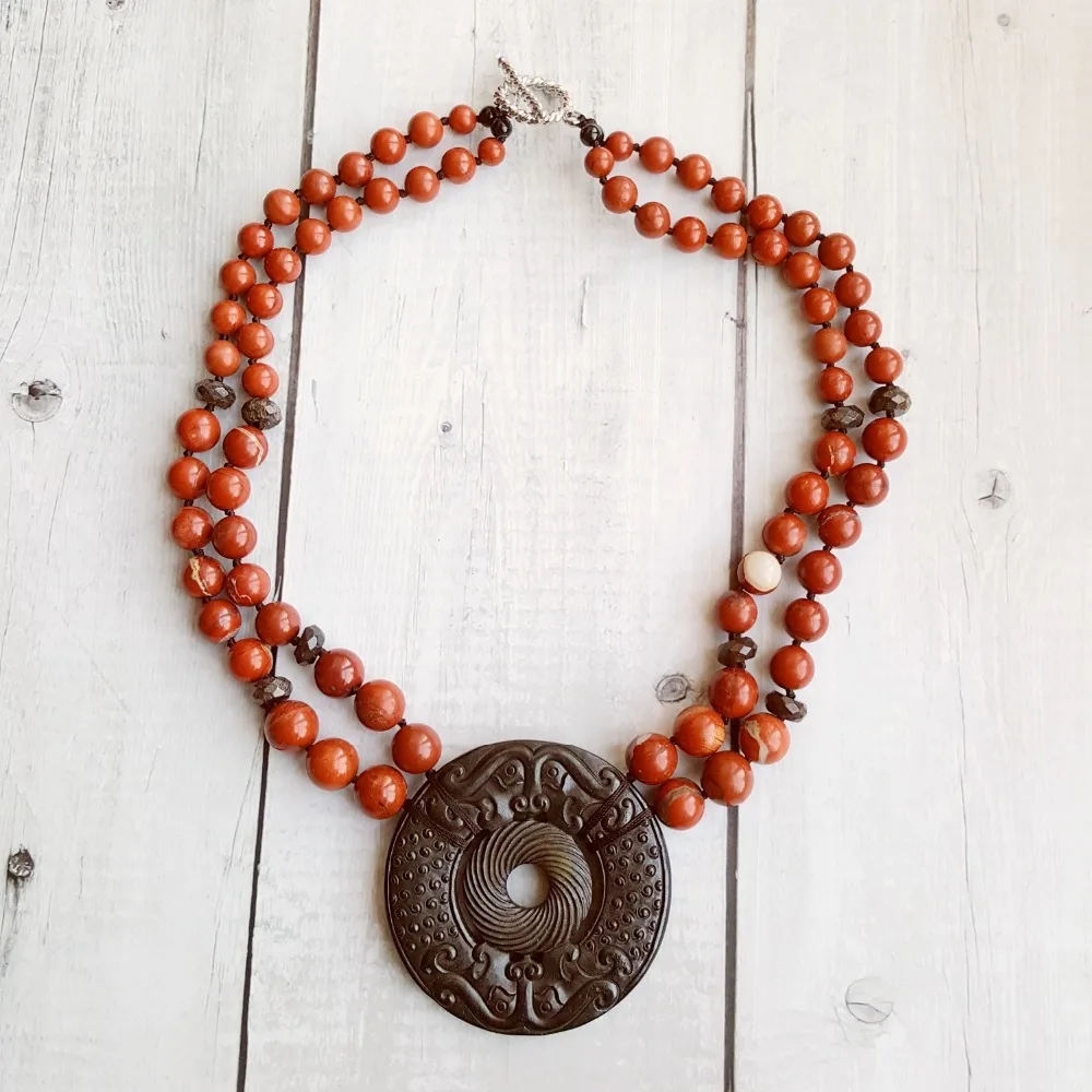 Lii Ji Natural Stone Red Jaspers Brown Color Jades Pendant Necklace Ot Clasp For Women Jewelry
Lii Ji Natural Stone Red Jaspers Brown Color Jades Pendant Necklace Ot Clasp For Women Jewelry