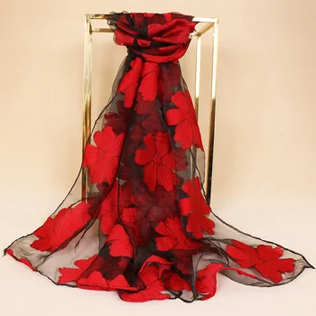 Hijab Leaf Flowers Women Black Lace Popular 1PC Luxury Long Scarf Bandana Fashion New Organza Silk Embroidery Shawl Yarn Scarves
Hijab Leaf Flowers Women Black Lace Popular 1PC Luxury Long Scarf Bandana Fashion New Organza Silk Embroidery Shawl Yarn Scarves