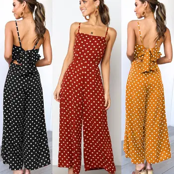 Women Summer Dot Sleeveless Backless Bowknot Jumpsuit Playsuit Party Wide Leg Long Trousers Romper
Women Summer Dot Sleeveless Backless Bowknot Jumpsuit Playsuit Party Wide Leg Long Trousers Romper