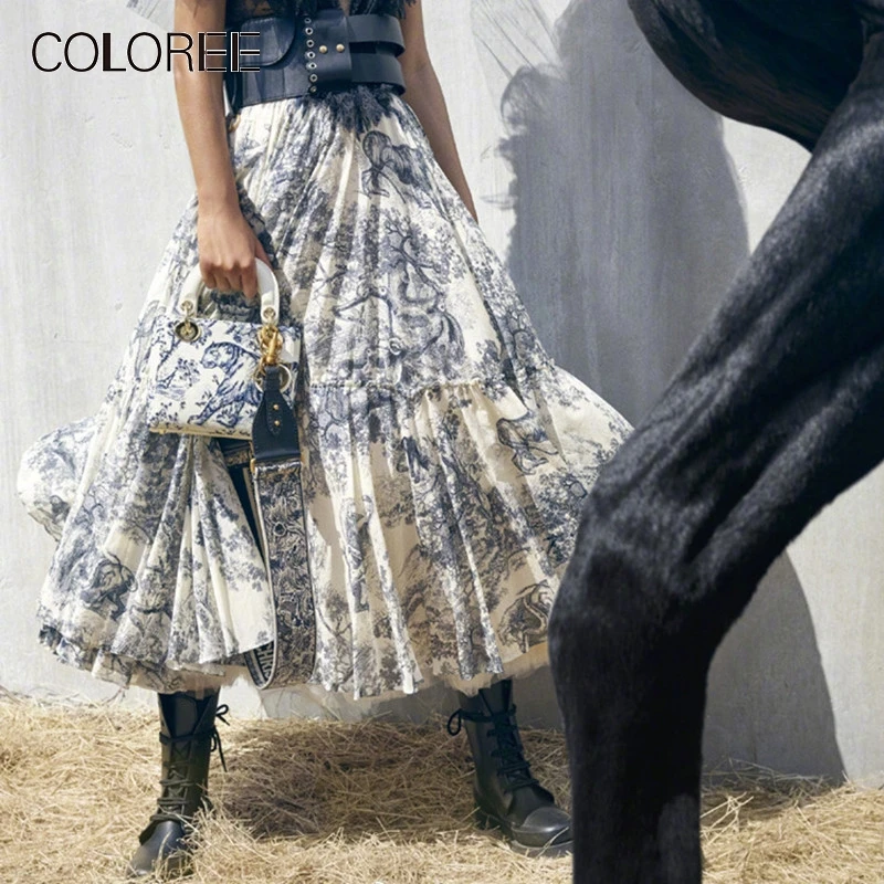 Vintage Blue Floral Printed Long Skirts Womens 2019 Spring Summer Runway Designer High Waist Maxi Skirt
Vintage Blue Floral Printed Long Skirts Womens 2019 Spring Summer Runway Designer High Waist Maxi Skirt
