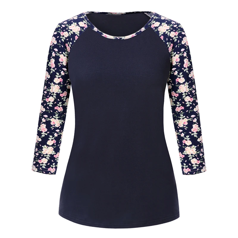 Women T-shirt Contrast Splicing Flower Print 3/4 Long Sleeve T Shirt O Neck Casual tshirt 2019 Autumn Top oversized Tunic female
Women T-shirt Contrast Splicing Flower Print 3/4 Long Sleeve T Shirt O Neck Casual tshirt 2019 Autumn Top oversized Tunic female