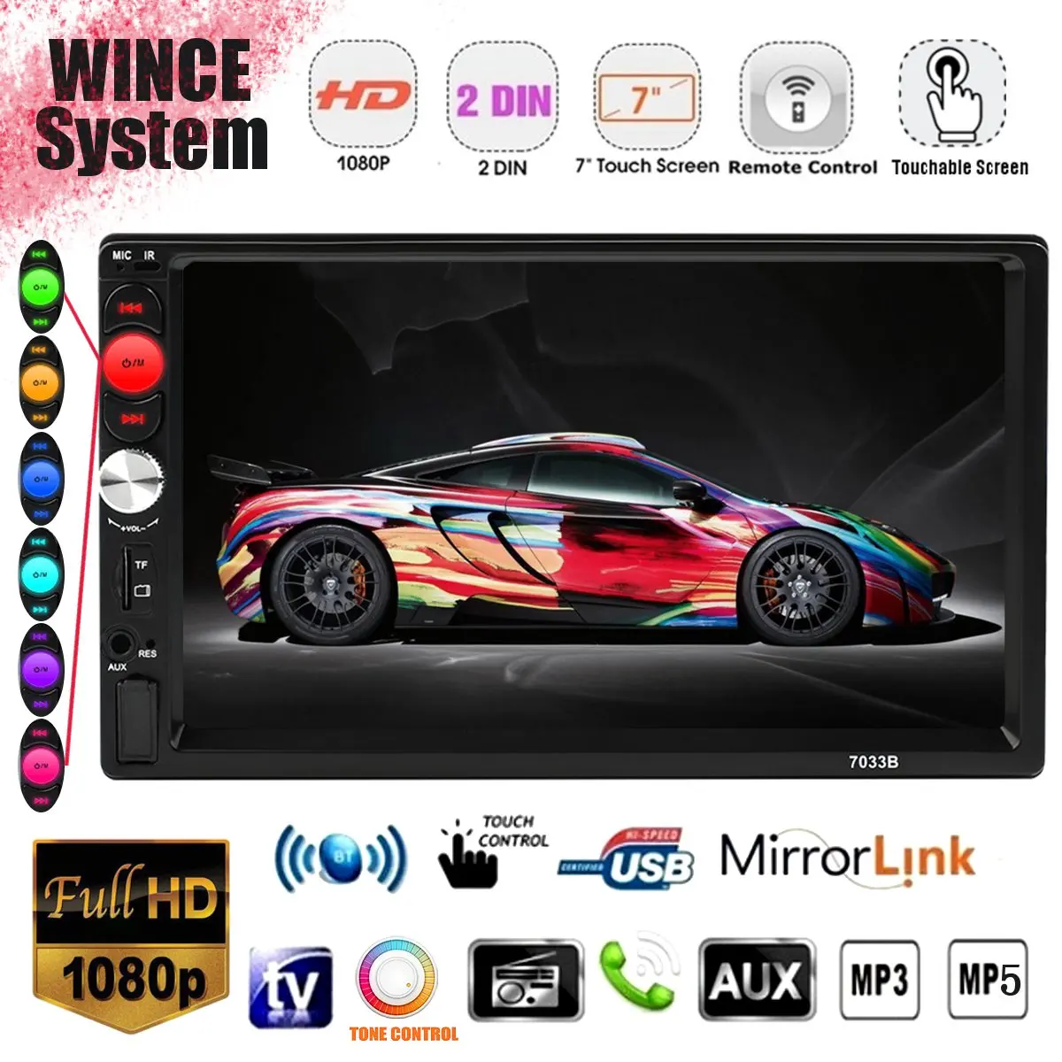 7 2 Din WINCE System Universal Car multimedia Player MP3 MP4 MP5 FM bluetooth Stereo Raido Video Audio Player
7 2 Din WINCE System Universal Car multimedia Player MP3 MP4 MP5 FM bluetooth Stereo Raido Video Audio Player