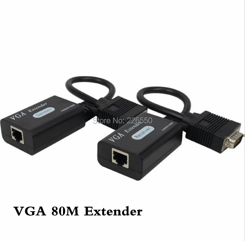 80 м удлинитель VGA по Cat5e/6 штекер к локальной сети Cat5e Cat6 RJ45 сетевой кабель Ethernet