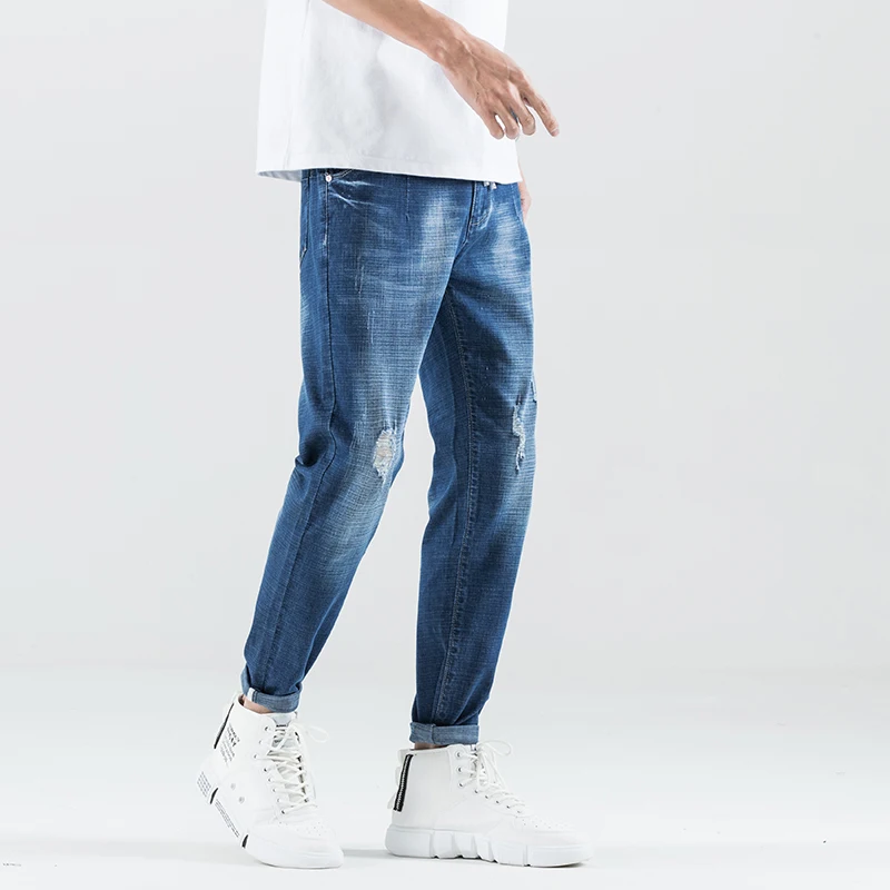 2019 New Arrival Fashion Casual Bule Men's Jeans Famous Brand Ripped Jeans for Men Slim Solid Pencil Pants Mens Ripped Jeans
2019 New Arrival Fashion Casual Bule Men's Jeans Famous Brand Ripped Jeans for Men Slim Solid Pencil Pants Mens Ripped Jeans
