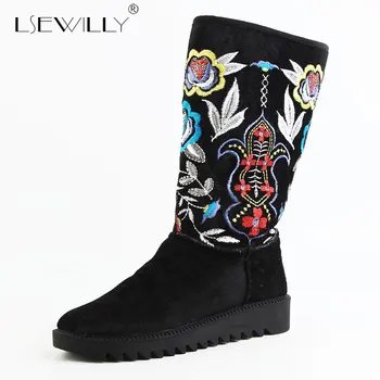 Lsewilly Women Winter Mid Calf Boots Round Toe Platform Warm Wool Fur Shoes Women embroidery Cow Suede Ladies Snow Boots E404
Lsewilly Women Winter Mid Calf Boots Round Toe Platform Warm Wool Fur Shoes Women embroidery Cow Suede Ladies Snow Boots E404