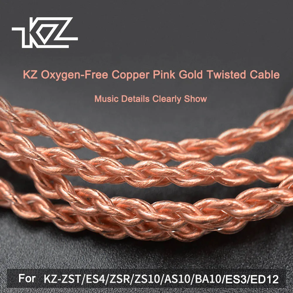KZ Original Headphones Cable Oxygen Free Copper Pink Gold 0.75mm 2Pin Upgrade Earphone Wire for KZ AS10 ZS10 ES4 ZST ZSR BA10
KZ Original Headphones Cable Oxygen Free Copper Pink Gold 0.75mm 2Pin Upgrade Earphone Wire for KZ AS10 ZS10 ES4 ZST ZSR BA10