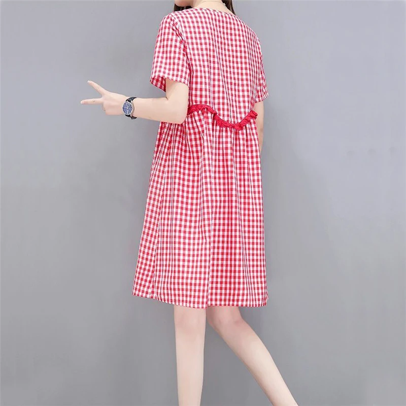 2019 Summer Dress Female New Arrival Fashion Plaid Sweet Style Dress Short Sleeve Plus Size Women Casual Knee-Length Dresses
2019 Summer Dress Female New Arrival Fashion Plaid Sweet Style Dress Short Sleeve Plus Size Women Casual Knee-Length Dresses