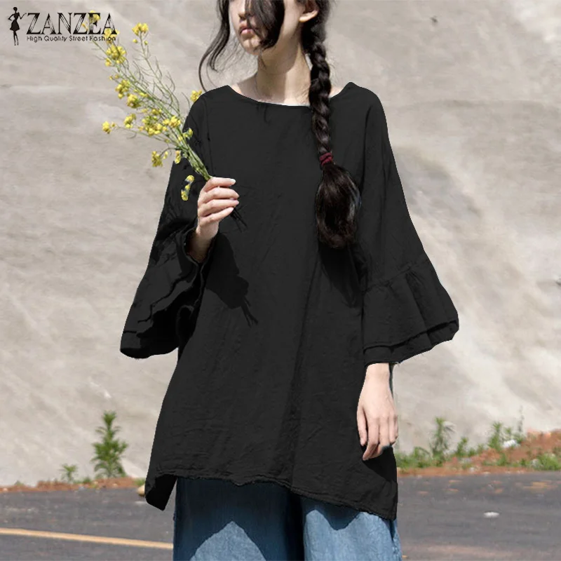 Plus Size Tunic Top Women's Split Ruffles Blouse ZANZEA 2019 Kaftan Long Sleeve Shirts Chemise Female Casual Asymmetrical Blusas
Plus Size Tunic Top Women's Split Ruffles Blouse ZANZEA 2019 Kaftan Long Sleeve Shirts Chemise Female Casual Asymmetrical Blusas