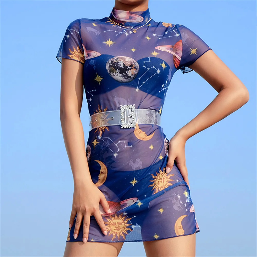 2019 Dress Summer Women Short Sleeve High Collar Mesh Sheer Mini Dress See Through Party Sexy Dresses Femme vestidos mujer
2019 Dress Summer Women Short Sleeve High Collar Mesh Sheer Mini Dress See Through Party Sexy Dresses Femme vestidos mujer