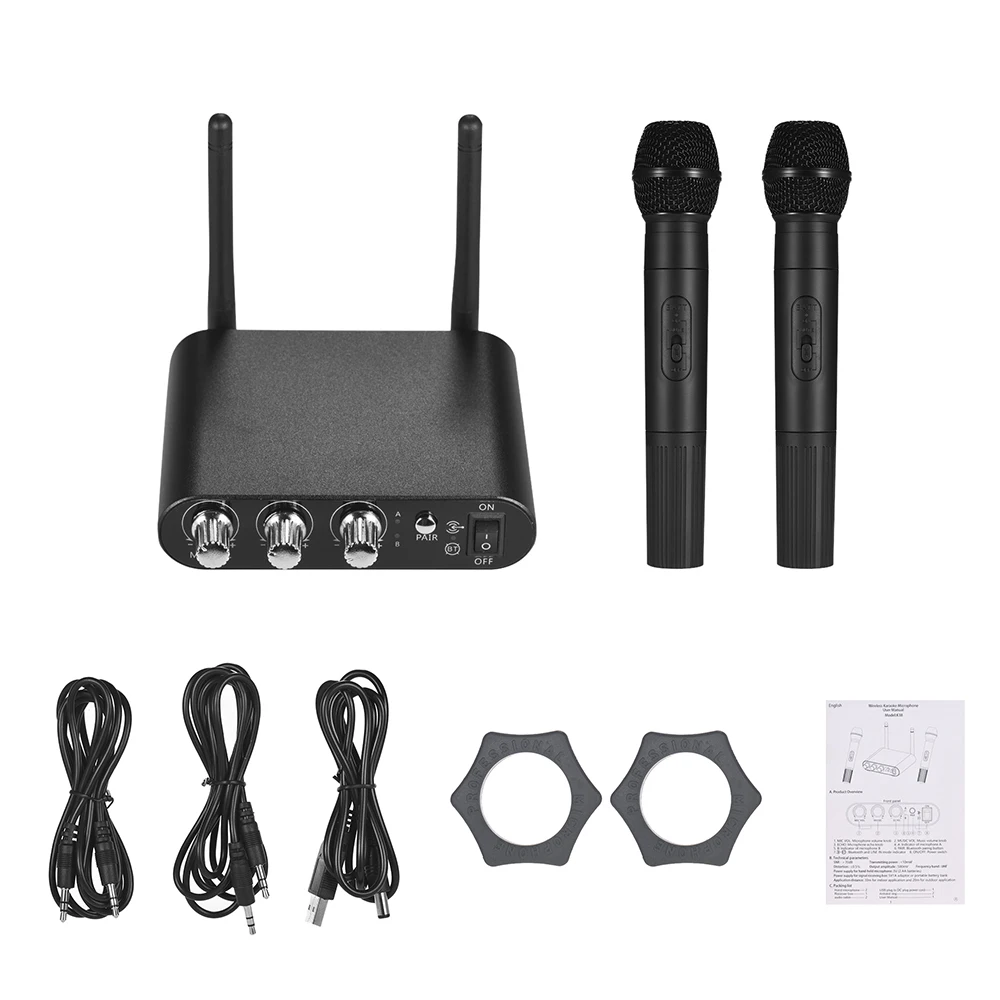 Wireless Handheld Microphone System with 2 Cordless Mics & Receiver Box 10 Channels UHF Band Wire-Free Microphone Kit
Wireless Handheld Microphone System with 2 Cordless Mics & Receiver Box 10 Channels UHF Band Wire-Free Microphone Kit
