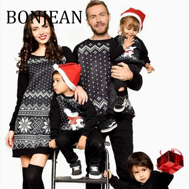 BONJEAN Mother Father Kid Clothes 2018 Long Sleeve Family Matching Outfits Black Shirt for Family Christmas Family Clothes BJ387
BONJEAN Mother Father Kid Clothes 2018 Long Sleeve Family Matching Outfits Black Shirt for Family Christmas Family Clothes BJ387
