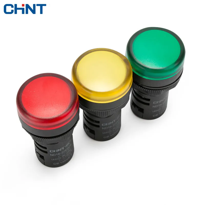 CHINT Indicator Light ND16-22D Yellow Green Gules 220v 380v 24v 12v Led Signal Lamp
CHINT Indicator Light ND16-22D Yellow Green Gules 220v 380v 24v 12v Led Signal Lamp