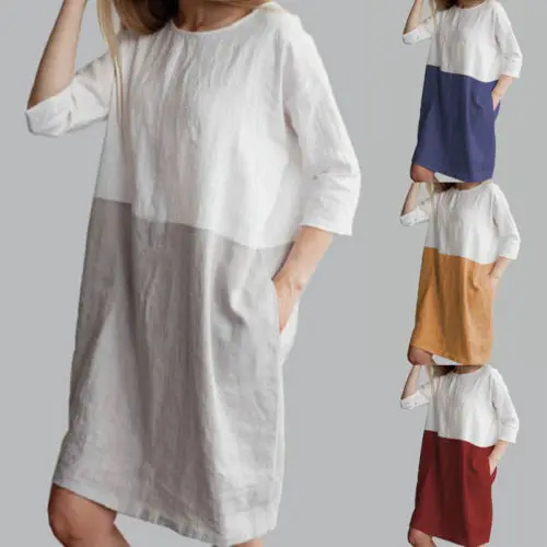 Women Ladies Fashion Casual Middle Sleeve Cotton Clothing Linen Baggy Gored Tunic Dresses Beach Sundress Pure Color Gray Red
Women Ladies Fashion Casual Middle Sleeve Cotton Clothing Linen Baggy Gored Tunic Dresses Beach Sundress Pure Color Gray Red