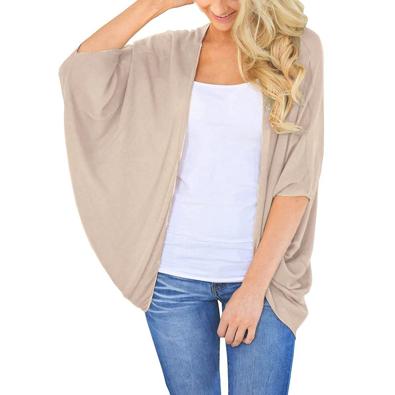 New Fashion Casual Women Autumn Knitted Cardigan Solid Batwing Half Sleeve Open Front Thin Coat Cape Female Knitted Coats
New Fashion Casual Women Autumn Knitted Cardigan Solid Batwing Half Sleeve Open Front Thin Coat Cape Female Knitted Coats