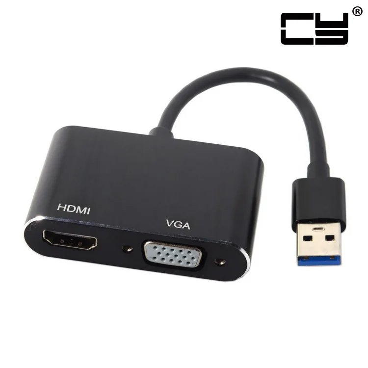 

USB 3.0 & 2.0 to HDMI & VGA HDTV Converter Adapter Cable 1080 P External Graphics Card for Windows Mac book Lap top Black