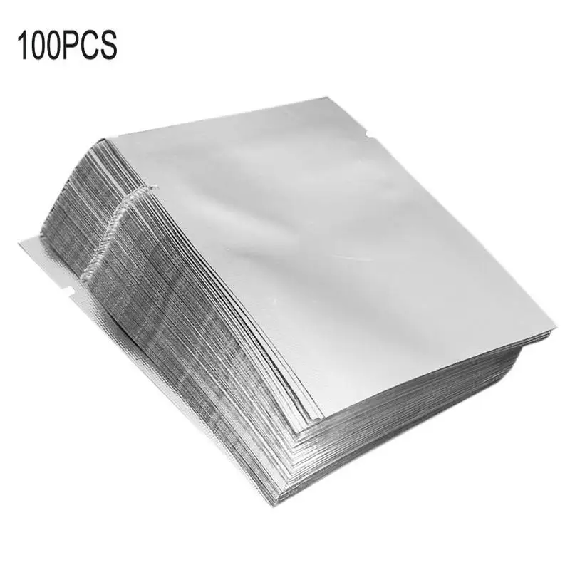 

Multifunction 100pcs Vacuum Sealer Zipper Silver Aluminum Foil Mylar Bags Food Storage Pouches For Kitchen Tools
