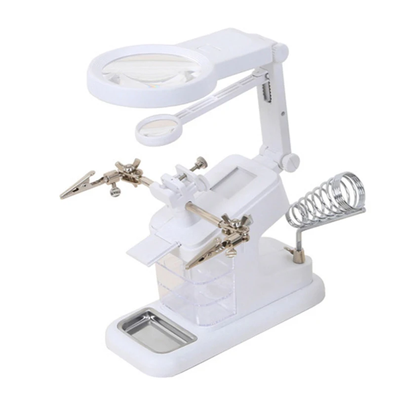 New LED Electric Magnifier Multi Function Machine Soldering Iron Holder Table Magnifying Glass Electric Iron Welding Tool Set
New LED Electric Magnifier Multi Function Machine Soldering Iron Holder Table Magnifying Glass Electric Iron Welding Tool Set