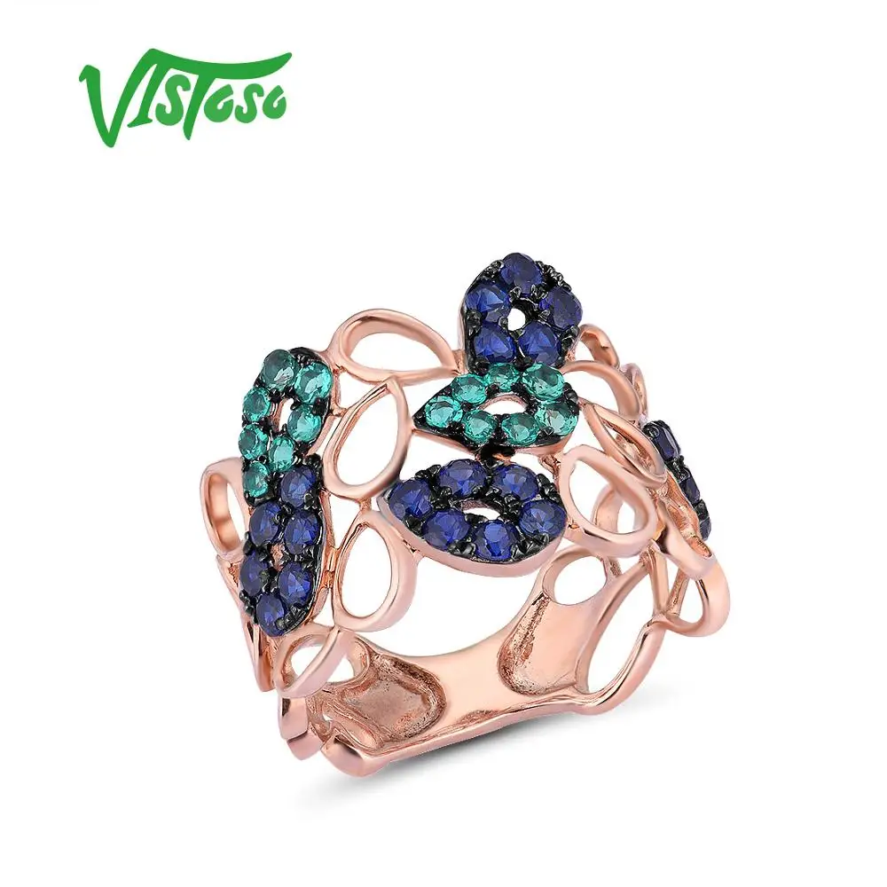 VISTOSO Genuine 9K 375 Rose Gold Hollow Ring For Lady lab Created Sapphire & Emerald Fashionable Unique Chic Party Fine Jewelry
VISTOSO Genuine 9K 375 Rose Gold Hollow Ring For Lady lab Created Sapphire & Emerald Fashionable Unique Chic Party Fine Jewelry