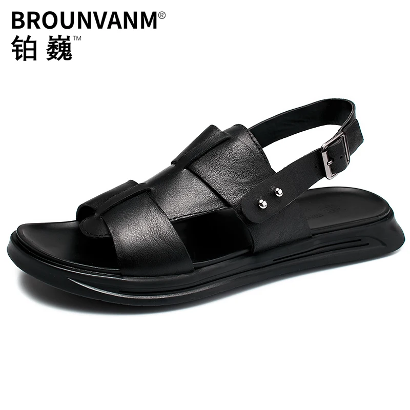 Soft Business Man Black Leather Sandals Fashion Buckle Strap Men's Summer Slippers Slides
Soft Business Man Black Leather Sandals Fashion Buckle Strap Men's Summer Slippers Slides
