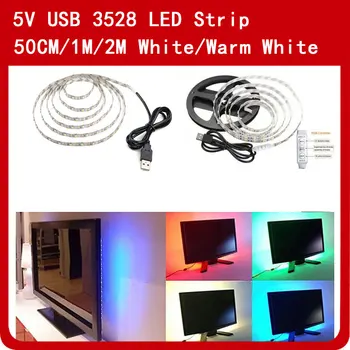 50CM 1M 2M DC 5V USB LED strip SMD 3528 RGB Flexible Light Lamps LED Light Christmas Desk Lamp Tape for TV Background Lighting
50CM 1M 2M DC 5V USB LED strip SMD 3528 RGB Flexible Light Lamps LED Light Christmas Desk Lamp Tape for TV Background Lighting