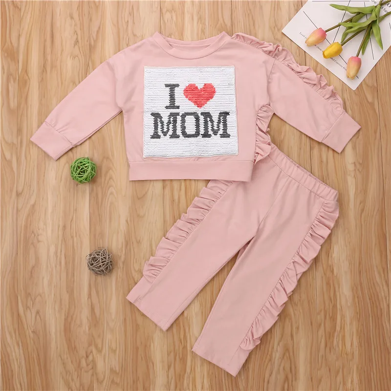 6M-5T Toddler Kids Baby Girls Color Paillette Sequins Letter Tops Sweater Ruffles Pants Cotton Outfits Clothes Set Spring
6M-5T Toddler Kids Baby Girls Color Paillette Sequins Letter Tops Sweater Ruffles Pants Cotton Outfits Clothes Set Spring
