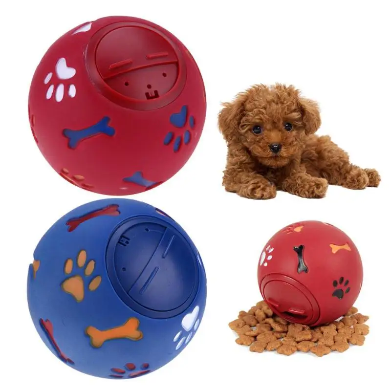 

S/M/L Pet Dog Treat Trainning Chew Sound Food Dispenser Toy Squeaky Giggle Ball