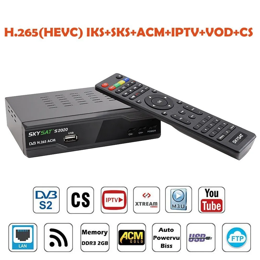 South America SKYSAT S2020 IKS+SKS+ACM+IPTV+VOD+CS Twin Tuner M3U H.265 DVB-S2 Satellite Receiver Digital TV Box Receptor
South America SKYSAT S2020 IKS+SKS+ACM+IPTV+VOD+CS Twin Tuner M3U H.265 DVB-S2 Satellite Receiver Digital TV Box Receptor