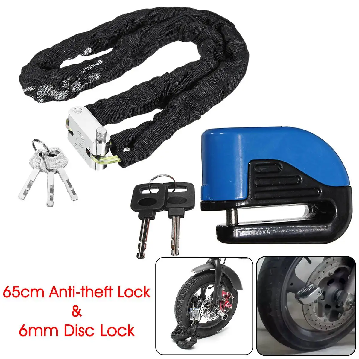 6mm 100dB Motorcycle Bicycle Scooter Anti-theft Alarm Security Disc Brake with 65cm Chain Lock Universal
6mm 100dB Motorcycle Bicycle Scooter Anti-theft Alarm Security Disc Brake with 65cm Chain Lock Universal