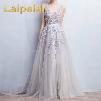 Sexy V-neck Party Dress Robe De Soiree 2019 High Quality Grey Tulle With Applique Party Dresses Luxury Clothes Vestido De Festa
Sexy V-neck Party Dress Robe De Soiree 2019 High Quality Grey Tulle With Applique Party Dresses Luxury Clothes Vestido De Festa
