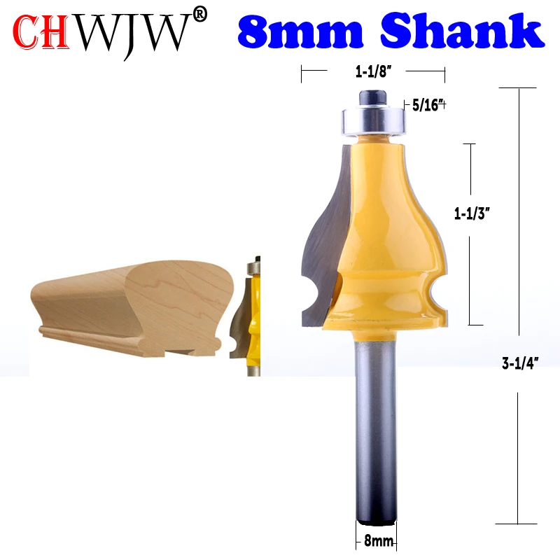 

CHWJW 1PC 8mm Shank 1-5/16" Beaded Handrail Router Bit Wood Cutting Tool woodworking router bits