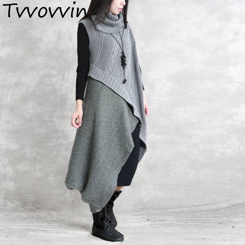 TVVOVVIN Turtleneck Pathchwork Woolen Dress Two-piece Set Retro Knit Bottoming Clothing Female Vestido Black Grey Burgundy E201
TVVOVVIN Turtleneck Pathchwork Woolen Dress Two-piece Set Retro Knit Bottoming Clothing Female Vestido Black Grey Burgundy E201