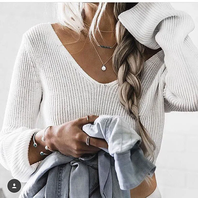 Imitate Knitted Sweater Crop Tops Women Cotton 2019 Slim Spring Summer Long Sleeve White V Neck Casual Sexy Sweater
Imitate Knitted Sweater Crop Tops Women Cotton 2019 Slim Spring Summer Long Sleeve White V Neck Casual Sexy Sweater