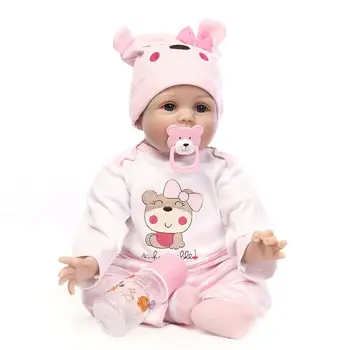 

Kids Unisex Realistic Eyes Gift Playmate Silicone 4Years Collectibles Clothes Opened With Doll Pink 2 Reborn Soft Baby