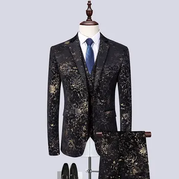 3piece Suit Men Tuxedo Fashion 2019 Golden Print Slim Fit Dress Suits Men Night Club Singer Stage Costume Homme Plus Size 6XL
3piece Suit Men Tuxedo Fashion 2019 Golden Print Slim Fit Dress Suits Men Night Club Singer Stage Costume Homme Plus Size 6XL