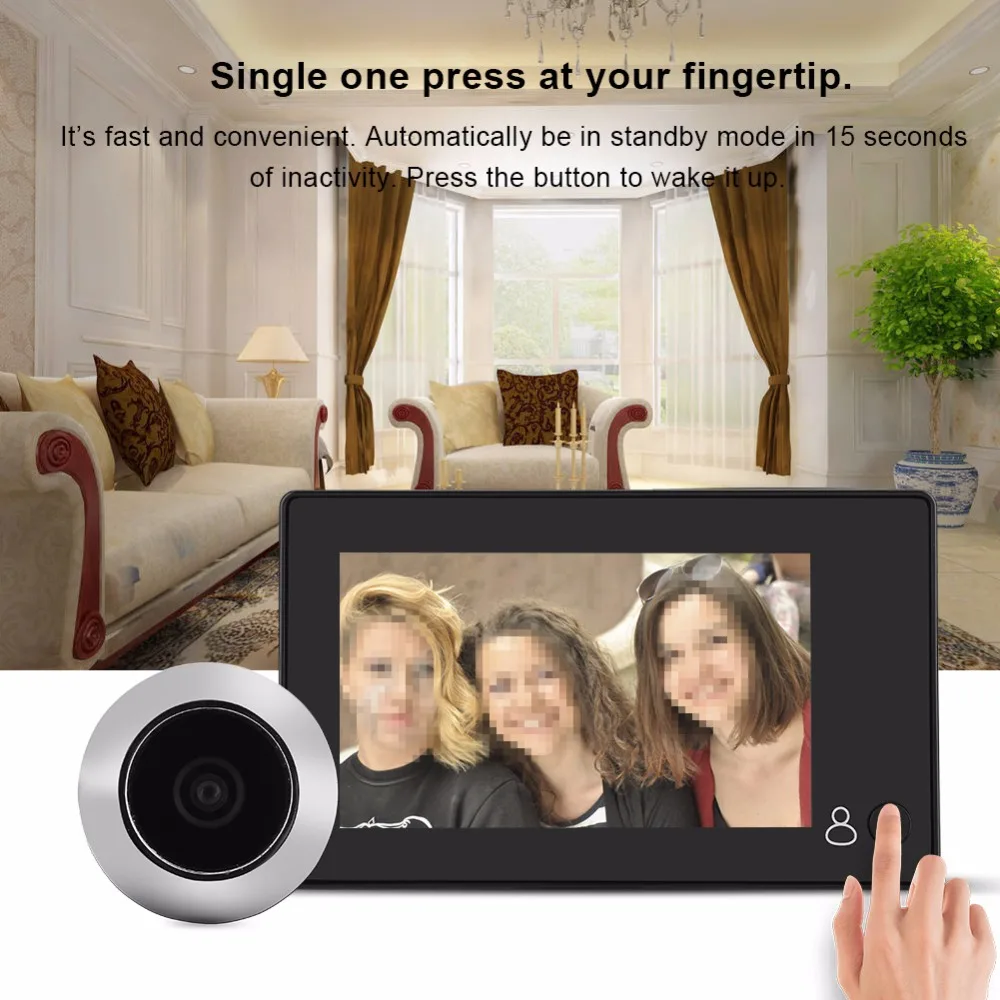 4.3inch TFT Color LCD Smart Digital Door Peephole Viewer 140 Degrees Wide Angle HD Security Camera Monitor
4.3inch TFT Color LCD Smart Digital Door Peephole Viewer 140 Degrees Wide Angle HD Security Camera Monitor