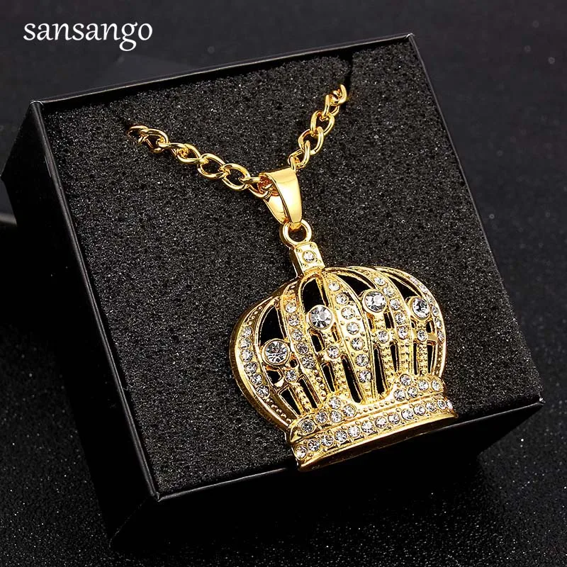 Gold Color Hip Hop Full Crystal Hollow King Crown Pendant Necklace Twist Chain Necklace Jewelry For Women Rock Man Wholesale
Gold Color Hip Hop Full Crystal Hollow King Crown Pendant Necklace Twist Chain Necklace Jewelry For Women Rock Man Wholesale