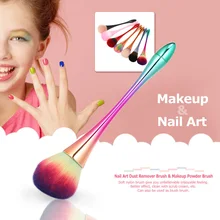 Алюминиевая ручка из искусственного волокна для ногтей мягкая щетка для очистки пыли акриловый УФ гель-пудра для удаления ногтей кисти для ...(China)