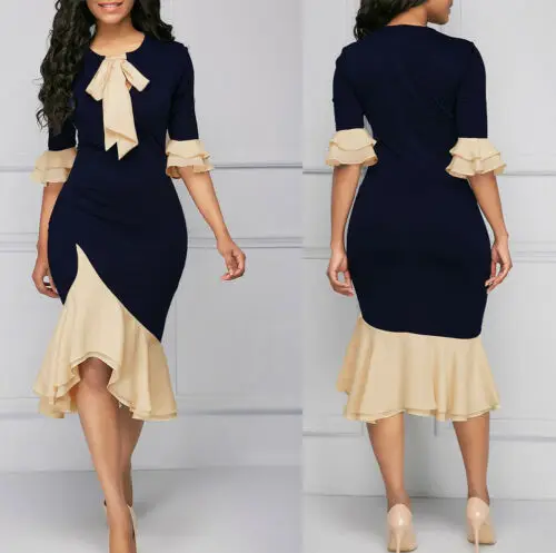 Hirigin Women Half Sleeve Tied Up Bow Ruffles Color Stitching Irregular Hem Tunic Dress
Hirigin Women Half Sleeve Tied Up Bow Ruffles Color Stitching Irregular Hem Tunic Dress