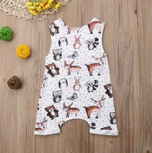 Natal Animais Da Menina do Menino Infantil Romper Do Bebê Sem Mangas Roupas de Bebê Bonito Algodão Roupa Roupas de Presente de Natal(China)