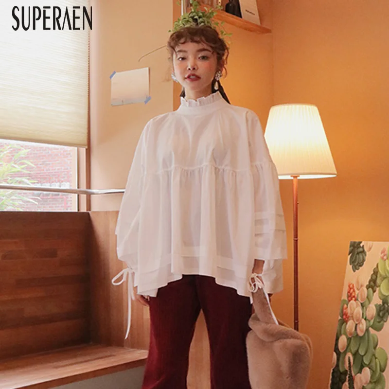SuperAen Korean Style Women Shirt Solid Color Cotton Casual Wild Stand Collar Blouses and Tops Female Spring New 2019
SuperAen Korean Style Women Shirt Solid Color Cotton Casual Wild Stand Collar Blouses and Tops Female Spring New 2019