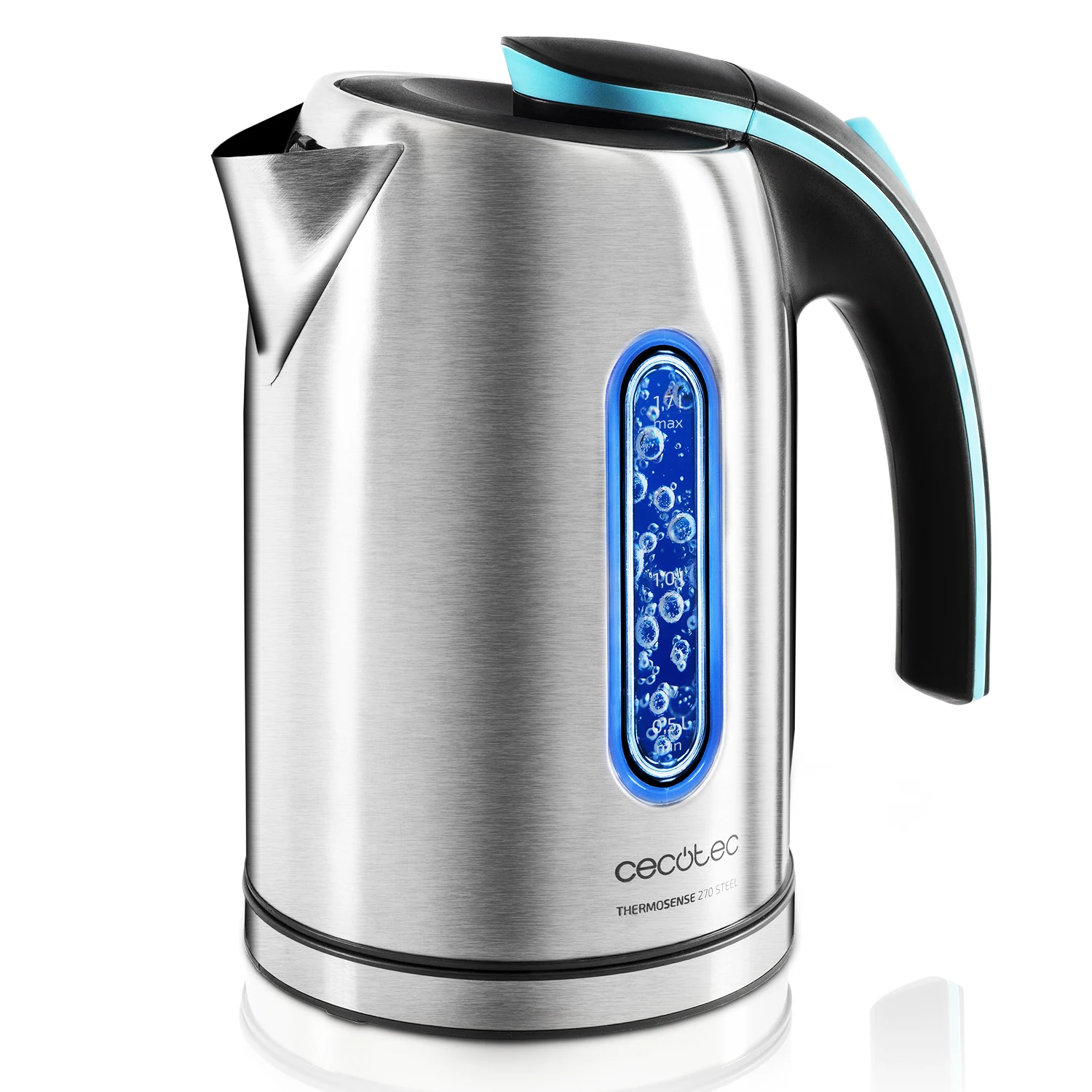 Стальной Электрический чайник Cecotec ThermoSense 270 нагревается до 8 чашек емкость 2200 л Вт