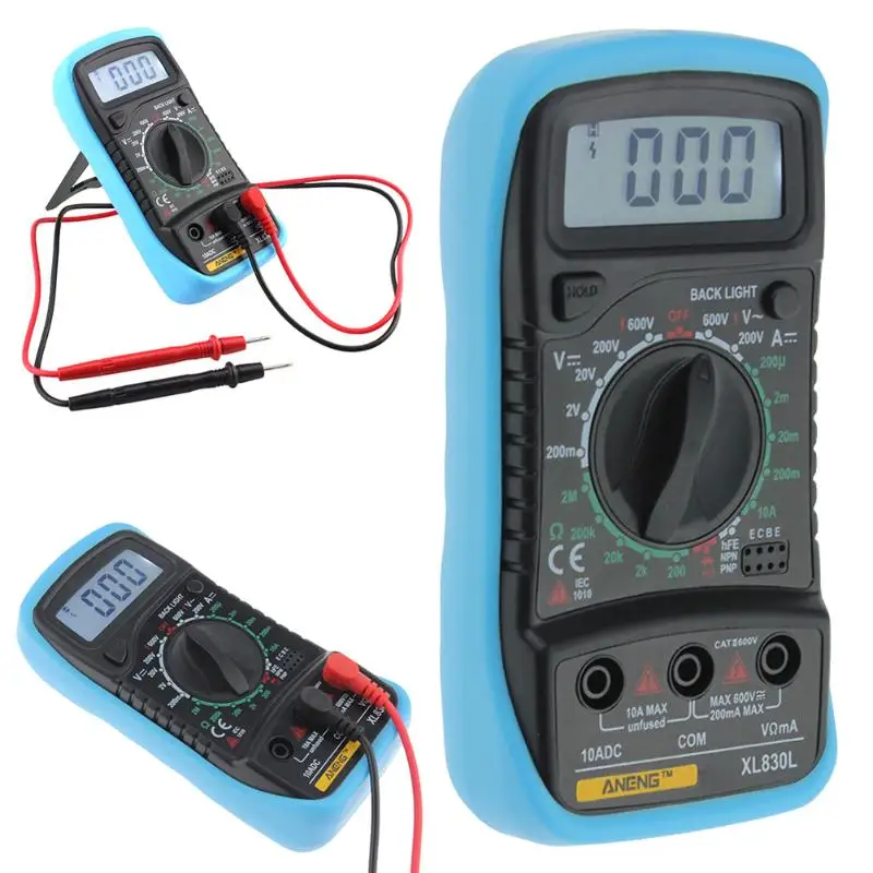 XL830L Portable Digital Multimeter Voltmeter LCD Display Blue Back Light AC/DC/OHM Multi-function Ammeter OHM Meter 140x70x30mm
XL830L Portable Digital Multimeter Voltmeter LCD Display Blue Back Light AC/DC/OHM Multi-function Ammeter OHM Meter 140x70x30mm